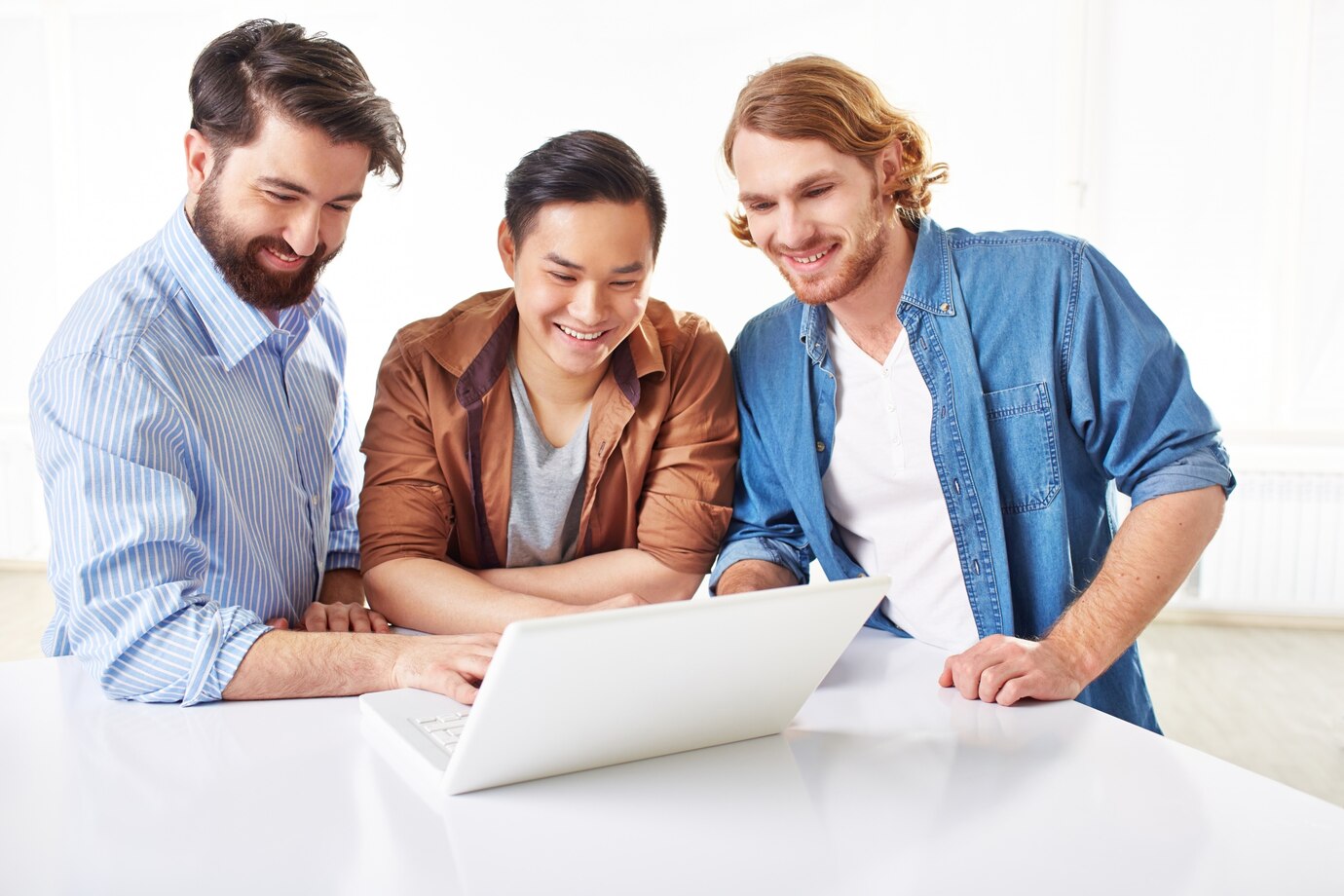 Team working on laptop